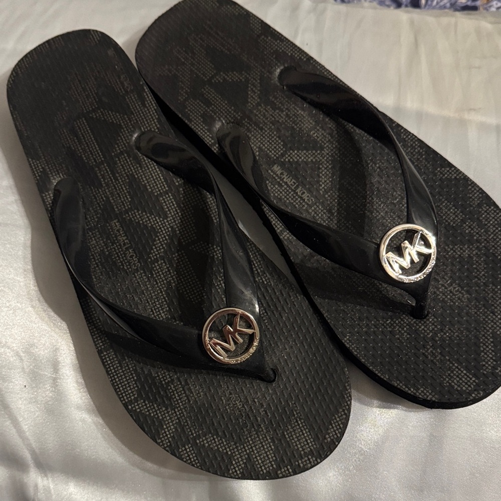 Michael Kors Black Logo Flip Flops for Men